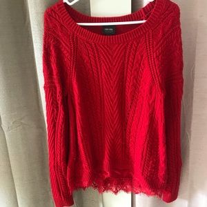 Red Lace Bottom Sweater